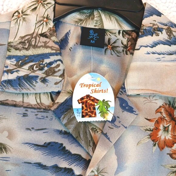 Hawaiian Tropical Men's Button Front Shirt Medium Colorful Floral multicolor Top - Picture 3 of 11